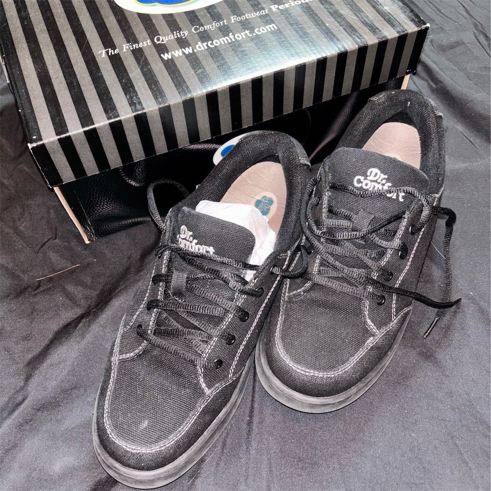 Dr. Comfort Riley Womens Therapeutic Diabetic Sneakers Black Lace-Up 10 orthotic